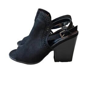 New Carlos Santana Trinity Black Faux‎ Suede Heels Shoes Size 8.5